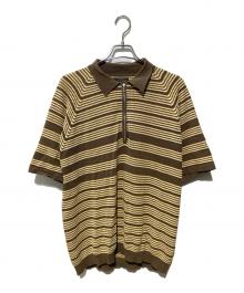 BEAMS（ビームス）の古着「Half Zip Knit Polo Jacquard」｜ベージュ