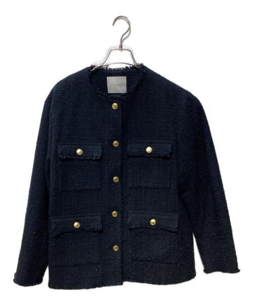 UNFILO（アンフィーロ）UNFILO (アンフィーロ) ツイードジャケット ブラック サイズ:XXLの古着・服飾アイテム