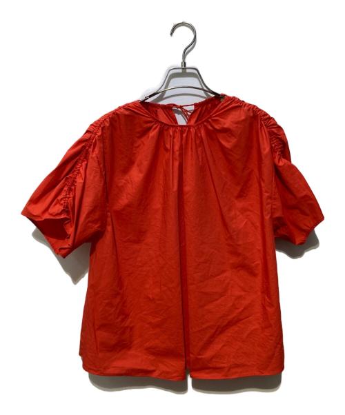 BALLSEY（ボールジィ）BALLSEY (ボールジィ) プロセスドコットン ギャザーブラウス オレンジ サイズ:36の古着・服飾アイテム