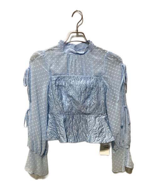 Snidel（スナイデル）Snidel (スナイデル) ジャガードペプラムベアドッキングブラウス スカイブルー サイズ:FREEの古着・服飾アイテム