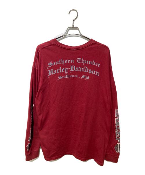 HARLEY-DAVIDSON（ハーレーダビッドソン）HARLEY-DAVIDSON (ハーレーダビッドソン) プリントカットソー レッド サイズ:2XLの古着・服飾アイテム