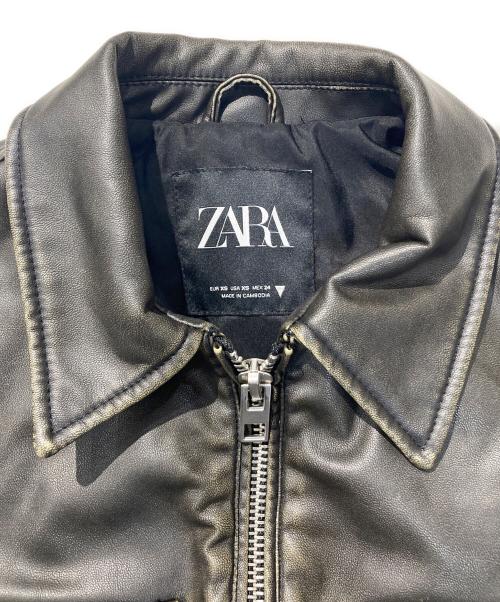 ZARA（ザラ）ZARA (ザラ) フェイクレザージャケット ブラック サイズ:Sの古着・服飾アイテム