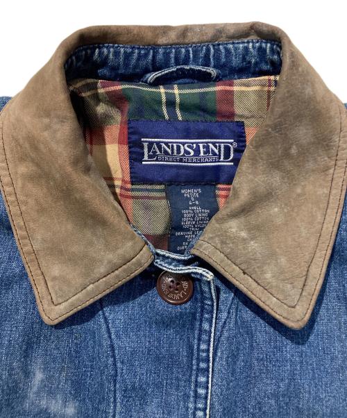 LAND'S END（ランズエンド）LAND'S END (ランズエンド) レザーカラ―デニムジャケット インディゴ サイズ:Ｓの古着・服飾アイテム