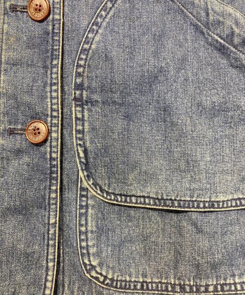 LAND'S END（ランズエンド）LAND'S END (ランズエンド) レザーカラ―デニムジャケット インディゴ サイズ:Ｓの古着・服飾アイテム