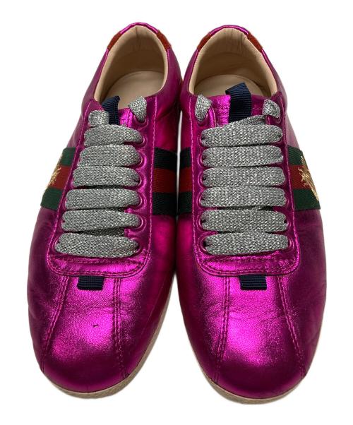GUCCI（グッチ）GUCCI (グッチ) レザースニーカー ピンク サイズ:361/2の古着・服飾アイテム