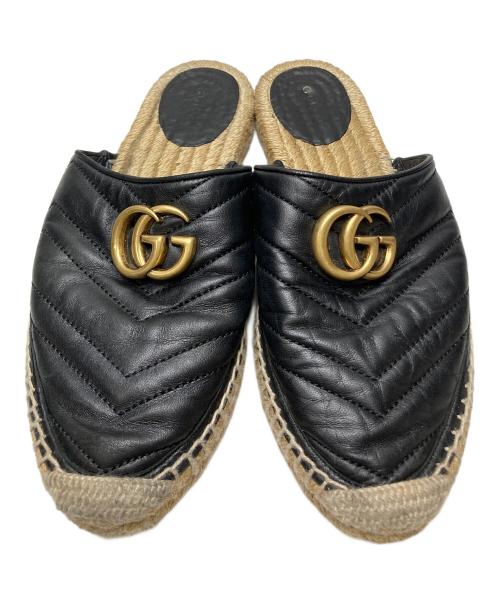 GUCCI（グッチ）GUCCI (グッチ) ダブルG レザーエスパドリーユサンダル ブラック サイズ:38の古着・服飾アイテム