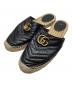 GUCCI（グッチ）の古着「ダブルG レザーエスパドリーユサンダル」｜ブラック