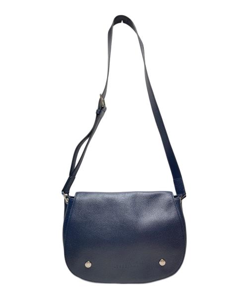 LONGCHAMP（ロンシャン）LONGCHAMP (ロンシャン) レザーショルダーバッグ ネイビーの古着・服飾アイテム