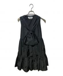 MSGM（エムエスジーエム）の古着「フロントリボンノースリーブワンピース」｜ブラック