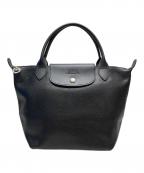 LONGCHAMPロンシャン）の古着「レザーハンドバッグ　Le Pliage」｜ブラック