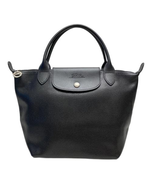 LONGCHAMP（ロンシャン）LONGCHAMP (ロンシャン) レザーハンドバッグ　Le Pliage ブラックの古着・服飾アイテム