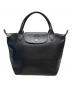LONGCHAMP（ロンシャン）の古着「レザーハンドバッグ　Le Pliage」｜ブラック