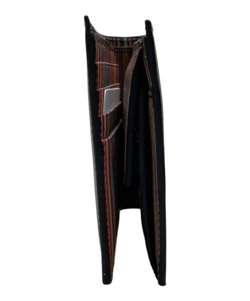 PAUL SMITH（ポールスミス）PAUL SMITH (ポールスミス) マルチストライプ2つ折り財布 ブラックの古着・服飾アイテム