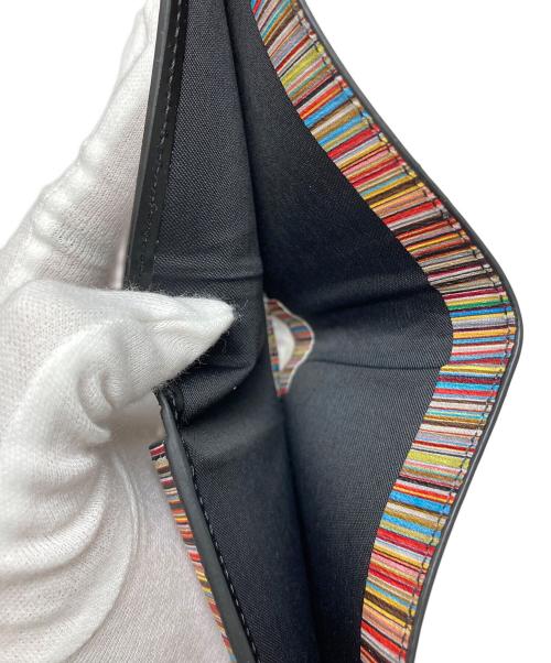 PAUL SMITH（ポールスミス）PAUL SMITH (ポールスミス) マルチストライプ2つ折り財布 ブラックの古着・服飾アイテム