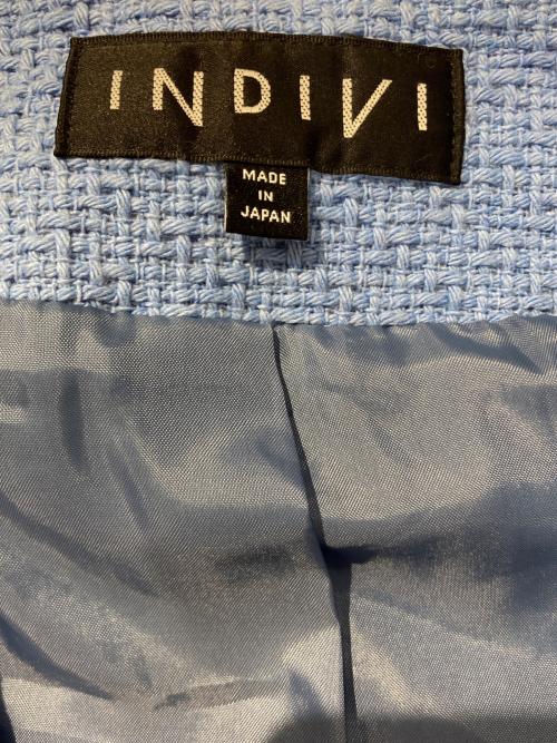 INDIVI（インディヴィ）INDIVI (インディヴィ) バスケットツィードジャケット スカイブルー サイズ:38の古着・服飾アイテム