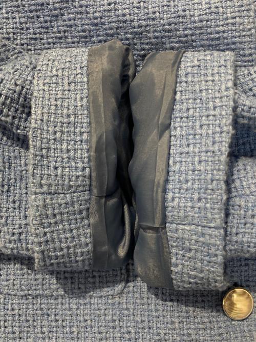 INDIVI（インディヴィ）INDIVI (インディヴィ) バスケットツィードジャケット スカイブルー サイズ:38の古着・服飾アイテム