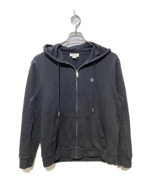 Calvin Klein Jeans（カルバンクラインジーンズ）Calvin Klein Jeans (カルバンクラインジーンズ) ロゴジップアップパーカー ブラック サイズ:Sの古着・服飾アイテム