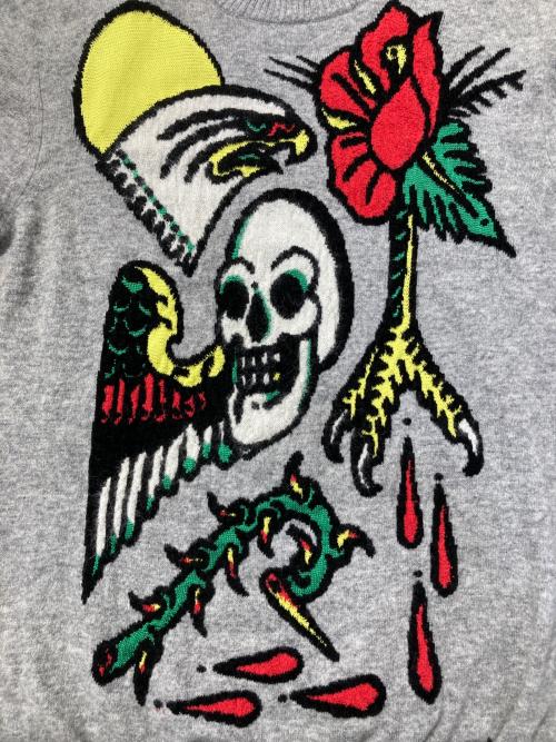 DIESEL（ディーゼル）DIESEL (ディーゼル) スカルウールニット グレー サイズ:Ⅿの古着・服飾アイテム