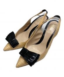FENDI（フェンディ）の古着「ラフィアポインテッドトゥハイヒールパンプス」｜アイボリー