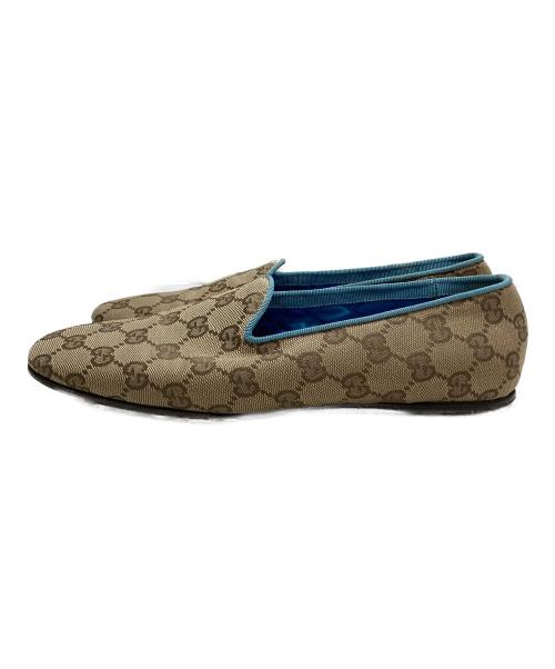 GUCCI（グッチ）GUCCI (グッチ) モノグラムGGキャンバススリッポン ベージュ×スカイブルー サイズ:7Bの古着・服飾アイテム