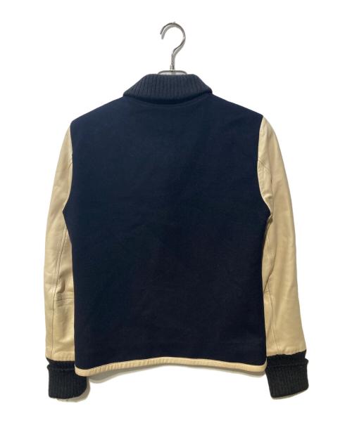 SLOWGUN（スロウガン）SLOWGUN (スロウガン) 切替レザージャケット ネイビー×ベージュ サイズ:SIZE 2の古着・服飾アイテム