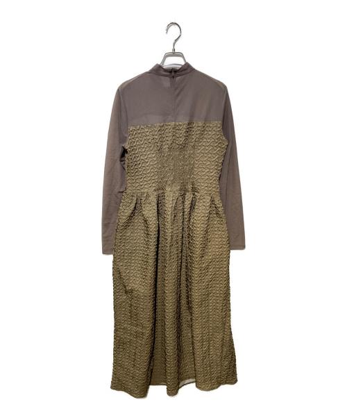 ELENDEEK（エレンディーク）ELENDEEK (エレンディーク) シアードッキングギャザーワンピース ブラウン サイズ:2の古着・服飾アイテム