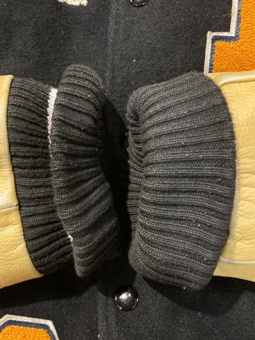 Franklin & Marshall（フランクリン＆マーシャル）Franklin & Marshall (フランクリン＆マーシャル) レザー切替スタジャン ブラック×ベージュ サイズ:Lの古着・服飾アイテム