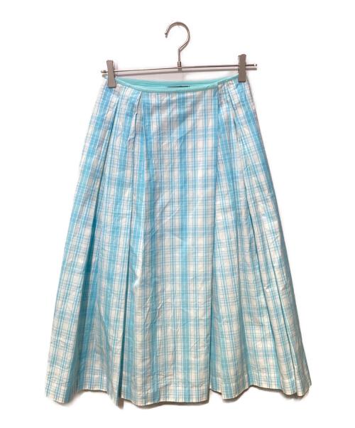 DRAWER（ドゥロワー）DRAWER (ドゥロワー) コットン チェックロングスカート ブルー サイズ:36の古着・服飾アイテム