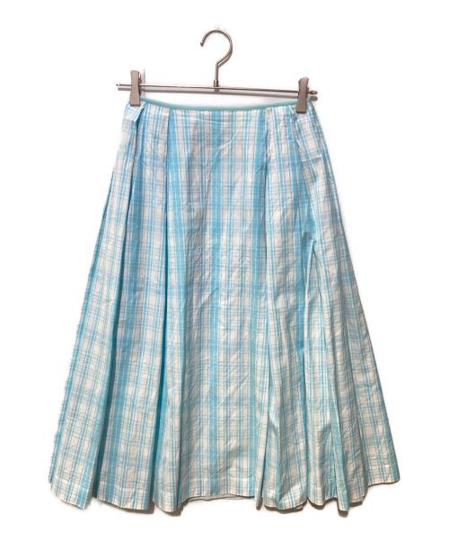DRAWER（ドゥロワー）DRAWER (ドゥロワー) コットン チェックロングスカート ブルー サイズ:36の古着・服飾アイテム