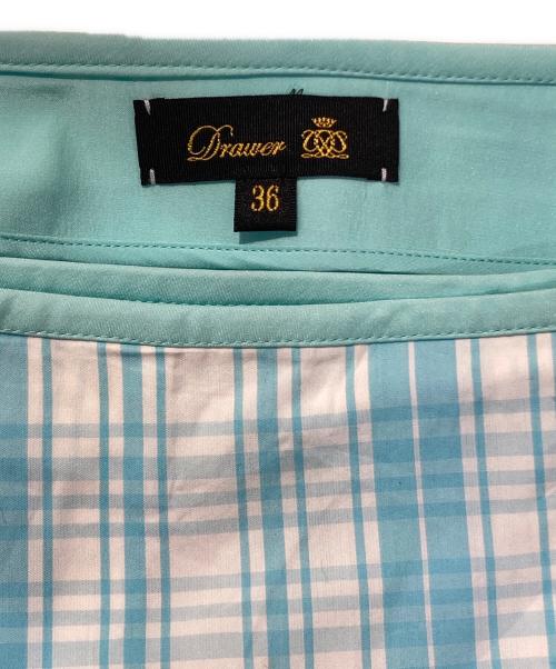DRAWER（ドゥロワー）DRAWER (ドゥロワー) コットン チェックロングスカート ブルー サイズ:36の古着・服飾アイテム