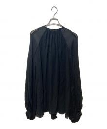 Saint Laurent Paris（サンローランパリ）の古着「Sheer Drape RibbonBlouse」｜ブラック