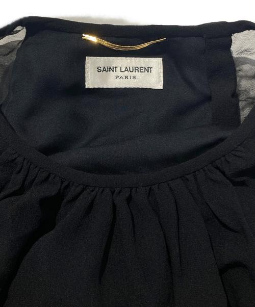Saint Laurent Paris（サンローランパリ）Saint Laurent Paris (サンローランパリ) Sheer Drape RibbonBlouse ブラック サイズ:34の古着・服飾アイテム