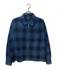 HUF（ハフ）の古着「89 OUTLINE PLAID ZIP SHIRT」｜ブルー