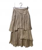 HER LIP TOハーリップトゥ）の古着「Sheer Pleated Tiered Skirt」｜ベージュ