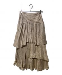 HER LIP TO（ハーリップトゥ）の古着「Sheer Pleated Tiered Skirt」｜ベージュ