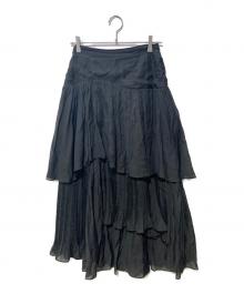HER LIP TO（ハーリップトゥ）の古着「Sheer Pleated Tiered Skirt」｜ブラック