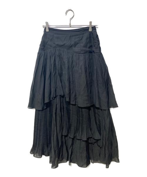 HER LIP TO（ハーリップトゥ）Her lip to (ハーリップトゥ) Sheer Pleated Tiered Skirt ブラック サイズ:Sの古着・服飾アイテム