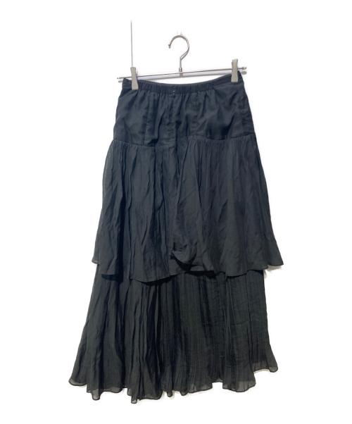 HER LIP TO（ハーリップトゥ）Her lip to (ハーリップトゥ) Sheer Pleated Tiered Skirt ブラック サイズ:Sの古着・服飾アイテム