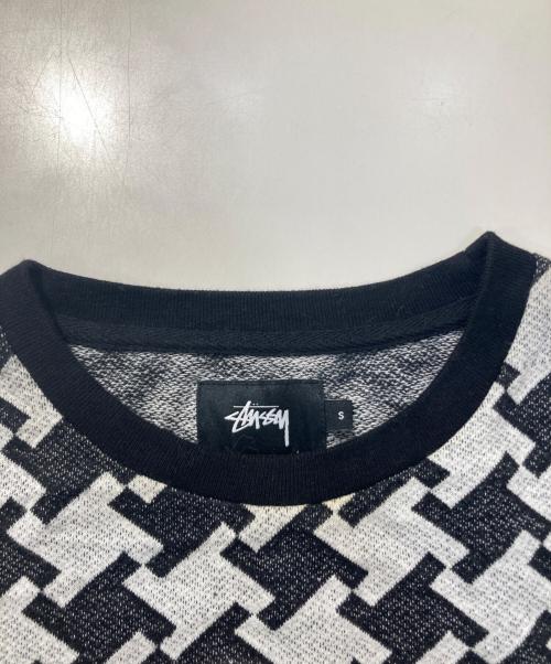 stussy（ステューシー）stussy (ステューシー) クルーネックニット ホワイト×ブラック サイズ:Sの古着・服飾アイテム