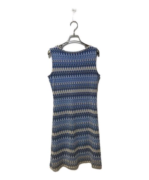 missoni（ミッソーニ）MISSONI (ミッソーニ) ジグザグノースリーブワンピース ブルー サイズ:40の古着・服飾アイテム