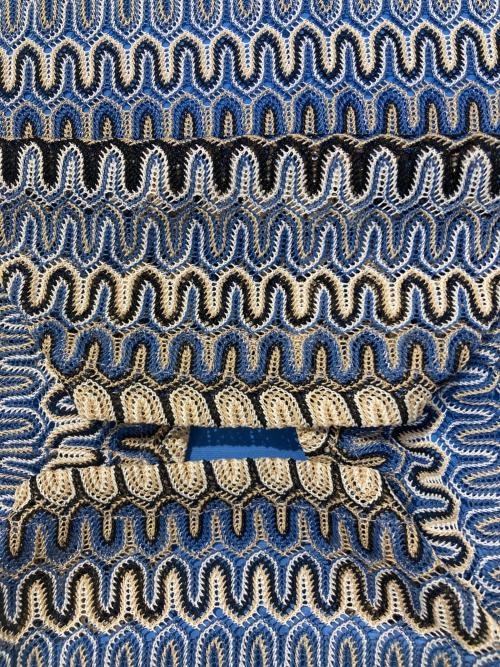 missoni（ミッソーニ）MISSONI (ミッソーニ) ジグザグノースリーブワンピース ブルー サイズ:40の古着・服飾アイテム