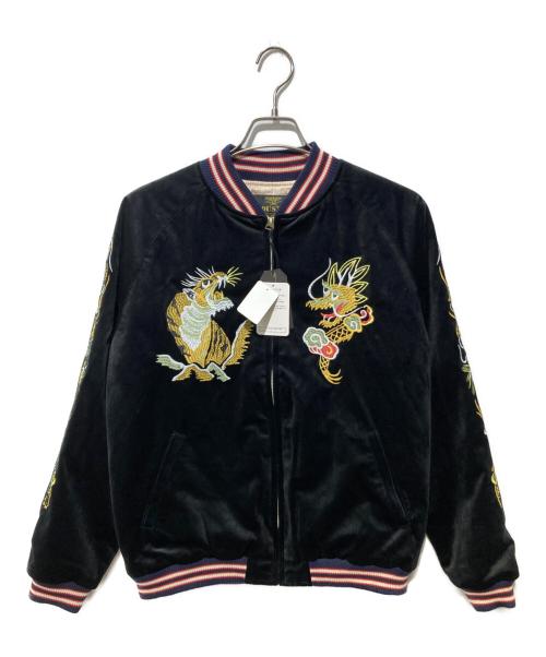 HOUSTON（ヒューストン）HOUSTON (ヒューストン) VELVETTEN SOUVENIR JACKET ブラック サイズ:Lの古着・服飾アイテム