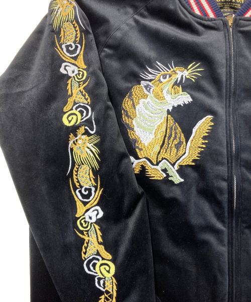 HOUSTON（ヒューストン）HOUSTON (ヒューストン) VELVETTEN SOUVENIR JACKET ブラック サイズ:Lの古着・服飾アイテム