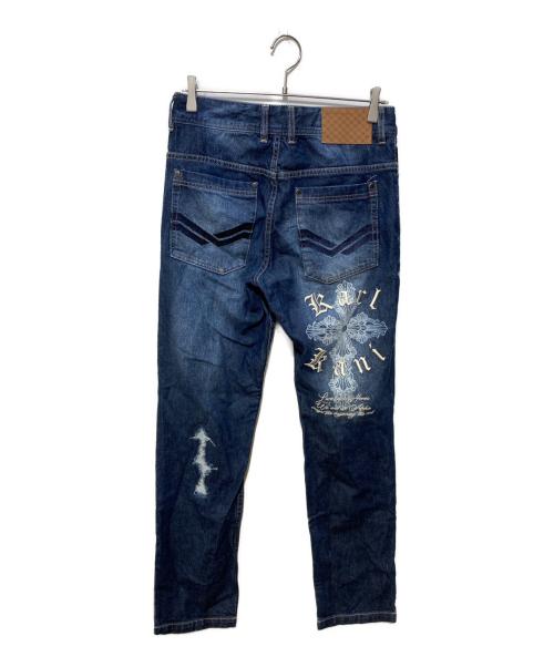 KARL KANI（カールカナイ）KARL KANI (カールカナイ) ダメージ クロス ステッチ デニムパンツ インディゴ サイズ:30の古着・服飾アイテム