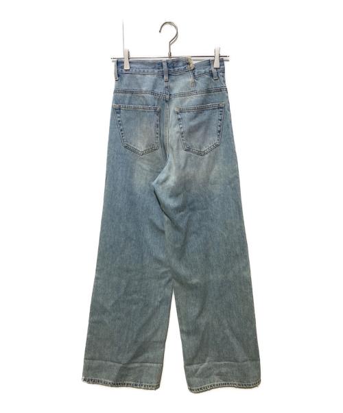 moussy（マウジー）moussy (マウジー) CROSS WAIST WIDE STRAIGHT インディゴ サイズ:SIZE 0の古着・服飾アイテム