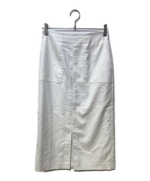 NOLLEY'S（ノーリーズ）NOLLEY'S (ノーリーズ) ウォッシャブル麻混タイトスカート ホワイト サイズ:SIZE 38の古着・服飾アイテム