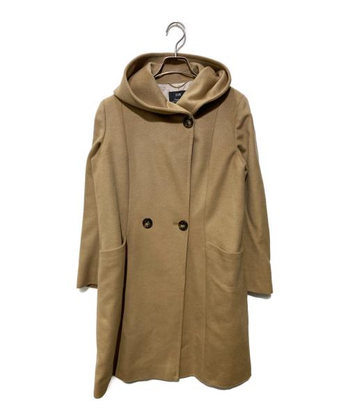 23区（ニジュウサンク）23区 (ニジュウサンク) ウールアンゴラビーバーフーデッドコート ベージュ サイズ:40の古着・服飾アイテム