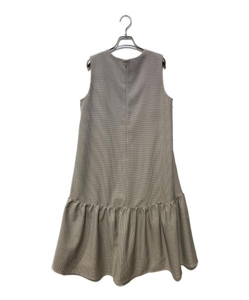 BARNEYS NEWYORK（バーニーズ・ニューヨーク）BARNEYS NEWYORK (バーニーズ・ニューヨーク) 千鳥格子ノースリーブフレアワンピース ベージュ サイズ:SIZE 38の古着・服飾アイテム