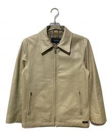 BURBERRY BLACK LABEL（バーバリーブラックレーベル）の古着「シングルライダースジャケット」｜ベージュ