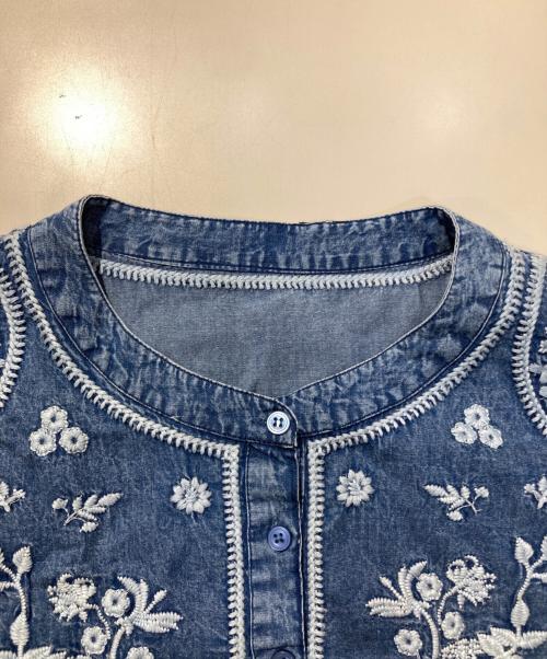 my M（マイエム）my M (マイエム) インド綿華やか刺繍デニムワンピース インディゴ サイズ:3Lの古着・服飾アイテム
